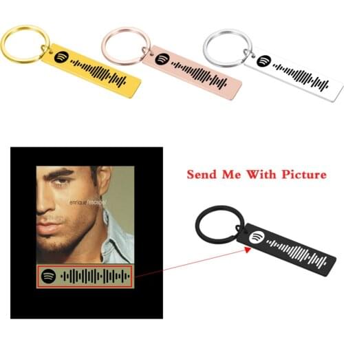 Personalized Music Spotify Code Keychain for Women Men Stainless Steel Keyring Custom Laser Spotify Scan Code Keychain Ring