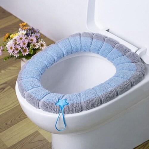 Toilet Seat Cover Warm Soft Thickened O Shape Washable Home Toilet Seat Cover Cushion with Handle Household Merchandises