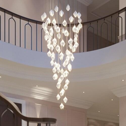 Stair long line chandelier creative living room loft duplex rotating dining room bedroom bedside hotel lobby ceramic chandelier