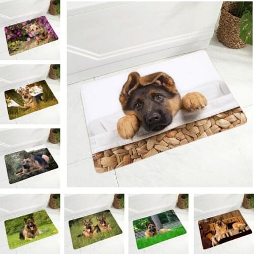 German Shepherd Dog Door Mat Non-Slip Decor Pet Animal Doormat Flannel Carpet Floor Mat for Hallway Children Room 40x60cm Rug
