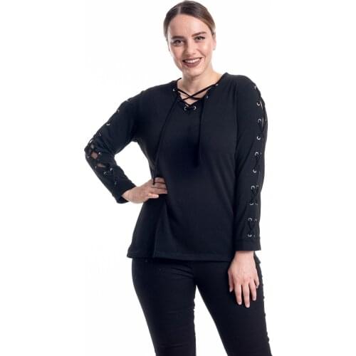 Hanezza Plus Size Handle with Eyelet Bluz