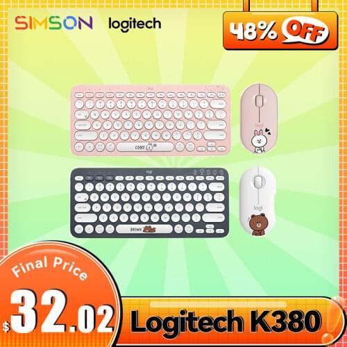 Logitech feat. Line Friends K380 Keyboard M350 Pebble Mouse Multi-Device Bluetooth Wireless Windows MacOS Android IOS Chrome OS
