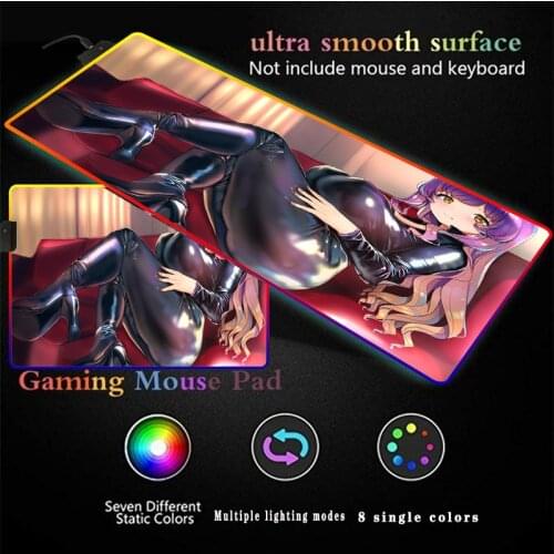 Big Breasts Sexy Anime RGB Colorful Gaming MousePad Tapis Souris Computer Large Mouse Pad with Backlight Keyboard Mousepad XXL