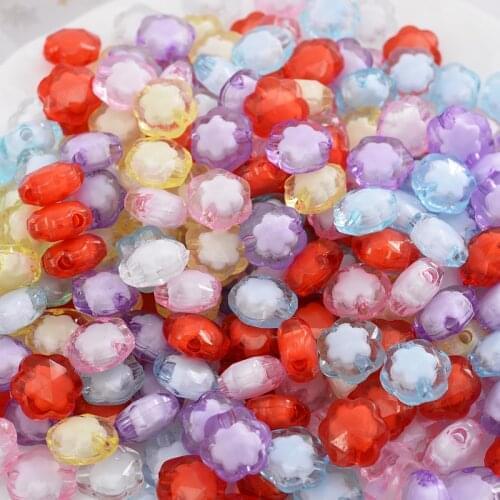 Colourful Transparent Flower Shape 50-150Pcs Acrylic Spacer Loose Beads Jewelry Making Necklace Bracelet Accessories Supplier