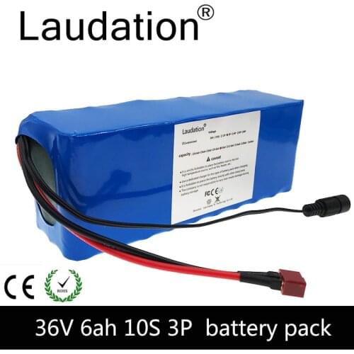 Laudation 10S3P 36V 6ah Battery 250W 350W High Power And Capacity 18650 Pack Motorcycle Electric Car Bicycle Scooter With15A BMS