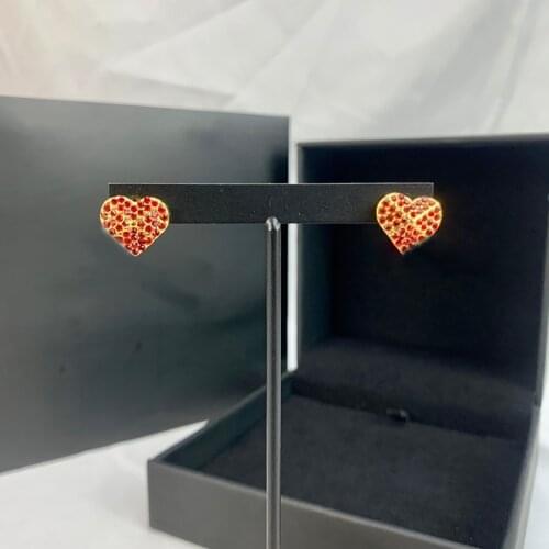 Hot New Brands Yellow Gold Color Fashion Woman Heart Red CZ Zircon Earrings Geisha Dream Party High Quality Gold Color Jewelry