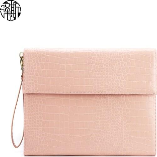 Zenos Zenos Alligator Faux Leather Multi Function Flap File Bag For 11'' Laptop Cell Phone Card Holder Clutch Bag For Women Girl