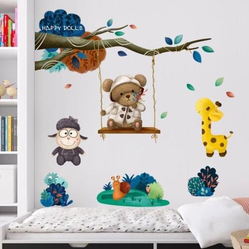 Cartoon Wall Stickers for Kids Room Decor Nursery Creative Sticker Warm Bedroom Wall Decoration Vinyl Decals for Furniture