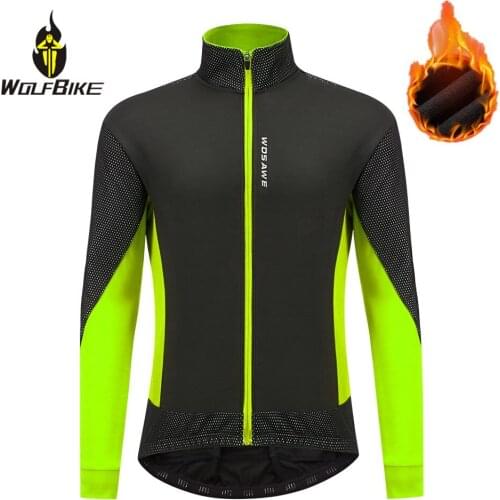 WOSAWE Winter Mens Windproof Cycling Jersey Thermal Warm Fleece MTB Bike Top Windbreaker Coat Jackets Bicycle Sports Jerseys