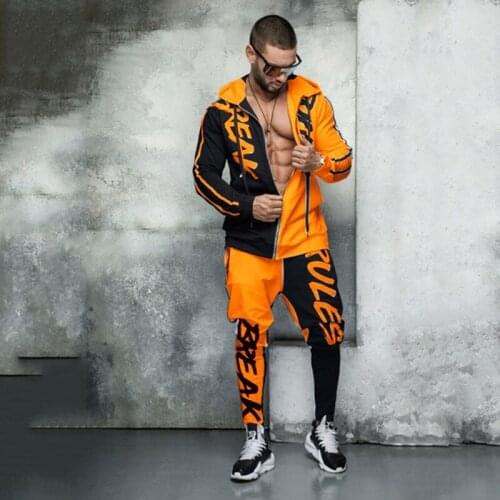 Men Tracksuit 2 Piece Tops and Pants Mens Sweat Suits Set 2021 High Quality Letter Print Plus Size Jogger Sets for Men Clothing