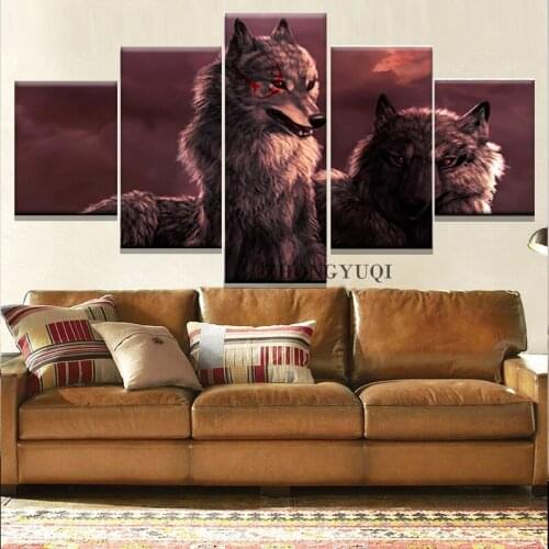 Wall Canvas Art Paintings Frame 5 Piece Pack Of Wolves Posters Modular Pictures Home Modern Living Room Decoration Prints