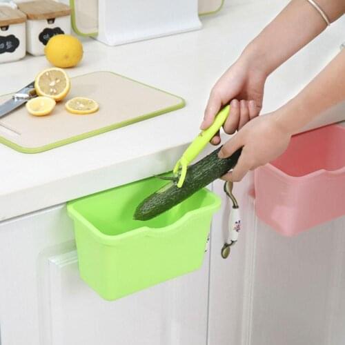 1PC Kitchen Cabinet Door Plastic Basket Hanging Trash Garbage Trash Can Waste Can Bin Holder Desktop Box Storage Storage D2W5