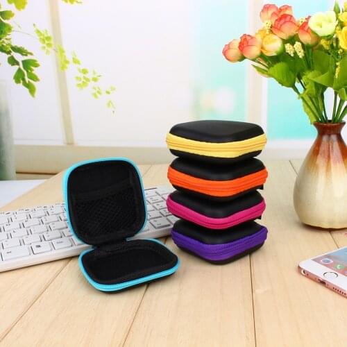 Headphone Storage Box Plastic Mini Portable Earphone Protection Bag Zipper Square USB Cable Box SD TF Card Coin Card Storage Box