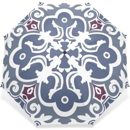 New Personality Design Umbrella Rain Brand Three Folding Umbrellas Male and Female Symmetry Pattern Umbrella for Wife