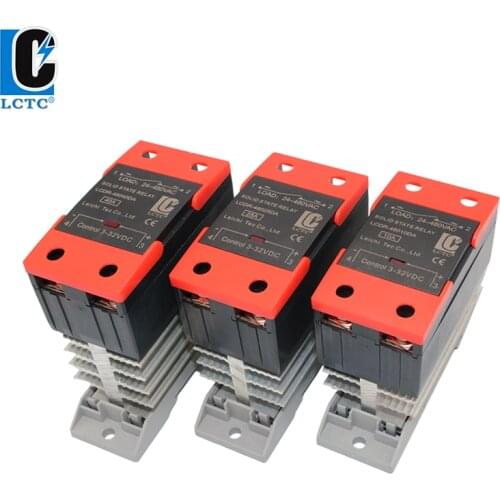 Single Phase Solid State Relay 10A 25A 40A Din Rail Mounted DC Control AC SSR