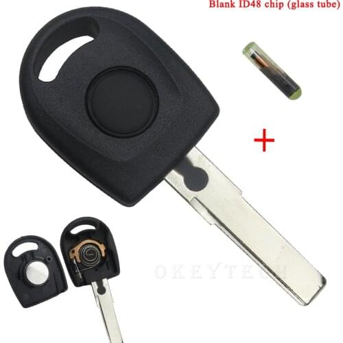 OkeyTech 1Pc High Quality Transponder key Shell For VW Passat B5 Jetta Golf Beetle Car Key With Blank ID48 Chip Glass Tube Light