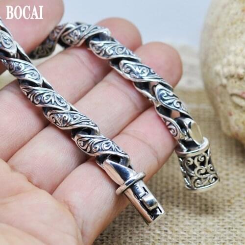 Wholesale silver jewelry manufacturers S925 mens fashion silver silver buckle Pentagram Bracelet