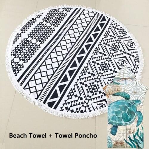 Geometry Beach Towel + Hooded Poncho for Your Summer Holiday Bath Towel Microfiber Changing Robe Poncho Towel for Beach Swimming