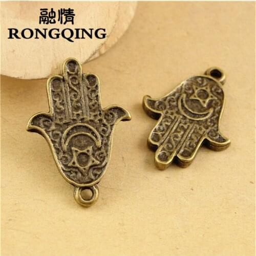 RONGQING 24*17MM 60pcs/lot palm Pendants Necklaces Handmade Fashion Jewelry Charms DIY