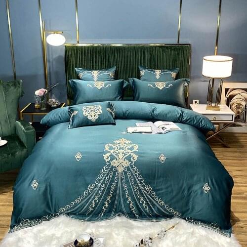Papa&Mima Embroidery Silk Cotton Bedlinens Print Bedding Set Sheet Pillowcase Duvet Cover
