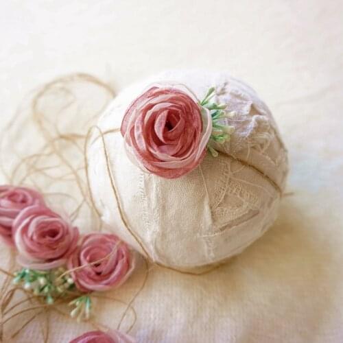 2018 Baby Floral Headband Newborn Flower Pearl Lace Tie Back Bebe Halo Newborn Simple Photo Props Infant Toddler Girl Hair Bows