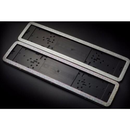 1pcs Bling Crystal Stainless Steel License Plate Frame Fits All EU Standards Russian Rhinestone Car License Plates for Women
