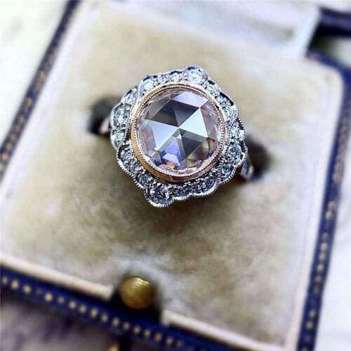 Luxury Female White Crystal Stone Ring Classic Silver Color Wedding Rings For Women Promise Round Zircon Engagement Ring