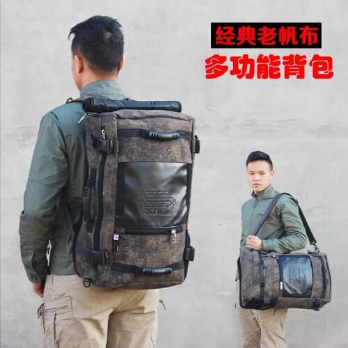 Retro canvas large capacity backpack mens travel backpack business travel mens travel leisure backpack multifunctional