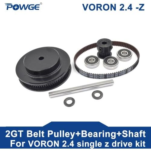 POWGE VORON 2.4 single z drive kit 2GT 80T 20T Tooth Pulley 188-2GT-6RF GT2 Belt Loop Shaft Bearing 625-2RS Motion Parts
