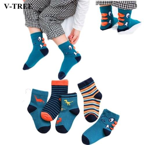 Warm Winter Girls Socks Knee High Socks For Children Cotton Boys School Socks 1-10T Teen Cartoon Socks 5 Pairs