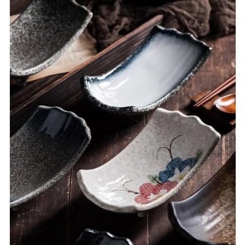 Japanese-style Ceramic Dish Sauce Dish Snack Dish Retro Creative Special-shaped Dish Seasoning Dish Personalized Tableware