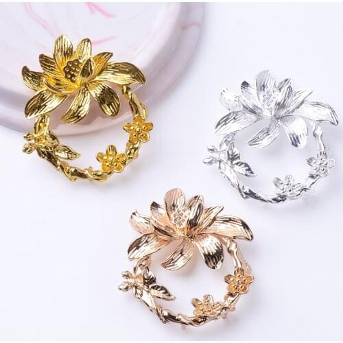 10 Pieces 44*47mm Alloy Wreath Charms Flower Hair Accessories DIY Handmade Jewelry Making Accessories