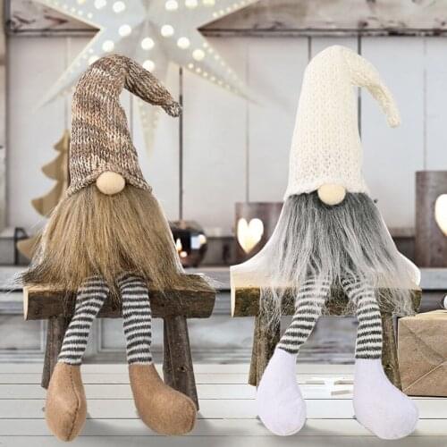 Christmas Dolls Knitted Hat Faceless Santa Claus Christmas Tree Hanging Pendants For New Year Xmas Party Home Decor Kids Gifts