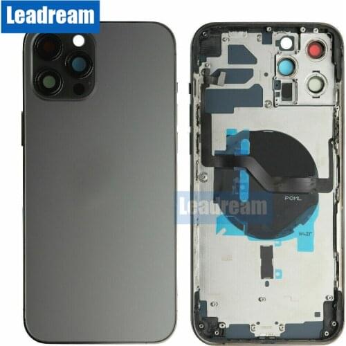 Back Housing Cover For iPhone 12 Pro Max 12 mini Back Battery Door Rear Glass with Chassis Frame + SIM Tray + Side Key Parts