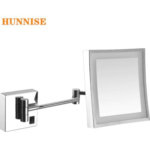8" One Side Bathroom Mirror Plug/charge/conceal Three Types Led Power Supply Bath Mirror for Home /hotel Make-up Wall Mirror