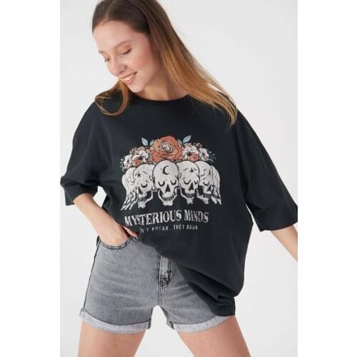 Addax Women Smoked Printed T-Shirt P9371