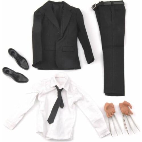 1/6 Werewolf Hugh Jackman Suit Clothes Set with Wolf Claws Fit 12'' Male Action Figure Body