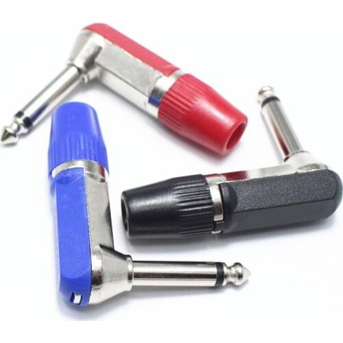 10pcs/lot 1/4 6.35mm Mono Speaker Right Angle Guitar Phono Plug