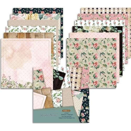 12" 24Pcs/Lot Wreath Retro Material Papers DIY Scrapbooking Album Diary Gift Decorative Paper Scrapbooking Paper