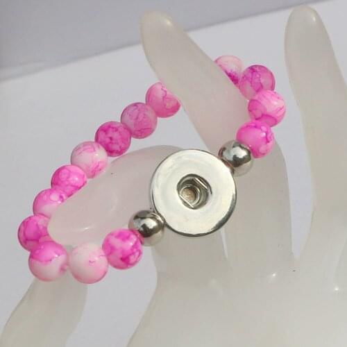 16Colors to choose! 1PC Children Snap Bracelet&Bangles Length 15cm Colorful 8mm Glass Beads 18mm Snap Button Bracelets For Kids