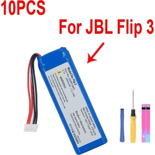 10pcs battery for JBL Flip 3 Flip3 GRAY GSP872693 P763098 03 3000mah
