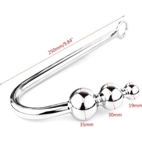 Stainless Steel Couples Erotic Anal Hook Adults Sex Toys Silver Slave Games Unisex Length 250 mm Ball 19/30/35 mm