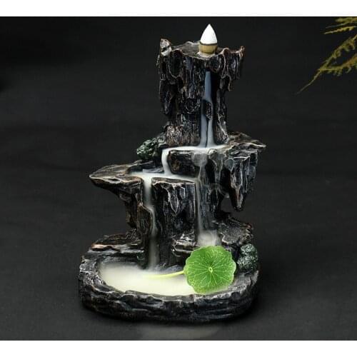 Office Backflow Incense Burner Gothic Waterfall Buddha Lotus Incense Burner Holder Charcoal Encensoir Home Decoration YY50IB