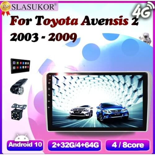 6G+128G Android 10 For Toyota Avensis T250 2 2003 2004- 2009 Car Radio Stereo Player Navigation GPS Carplay Autoradio No 2 Din