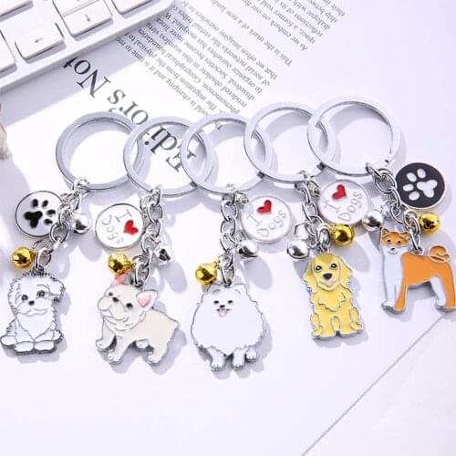 DoreenBeads Fashion Pet Memorial Keychain Silver Color White Maltese Animal Bell Enamel Keyring Women Girls Jewelry 10cm, 1Piece