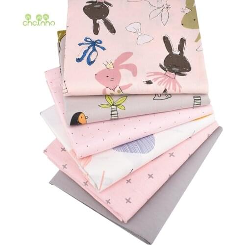 Chainho,6pcs/Lot,Cartoon Series,Twill Cotton Fabric,Patchwork Cloth,DIY Sewing&Quilting Fat Quarters Material For Baby&Children
