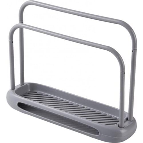 Kitchen Towel Rack Double Rods Towel Dishcloth Storage Rack Shelf Kitchen Drain Brush Soap Holder Rack