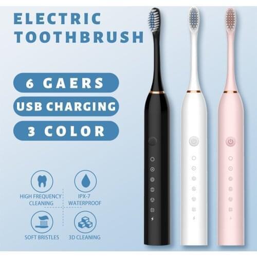 Powerful Ultrasonic Sonic Electric Toothbrush USB Rechargeable Tooth Brush Adult Electronic Washable Whitening Teeth Brush X3