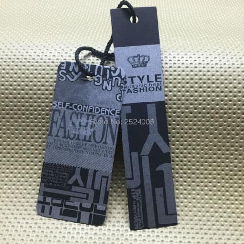 Customized clothing black matte paper tag/bag price tag/garment printed labels/cardboard tag printing/main label 1000 pcs a lot