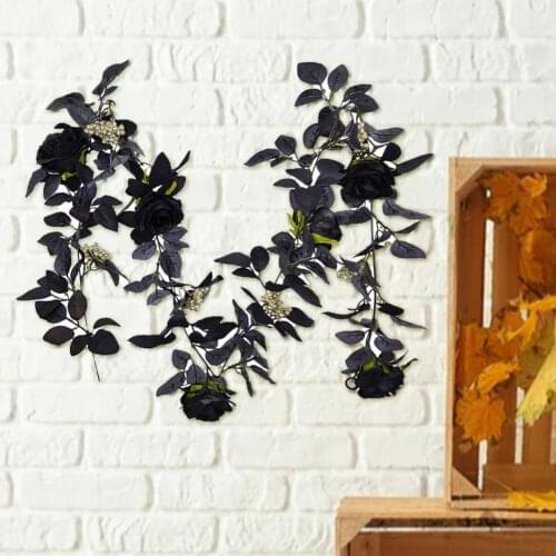 Fake Hanging Cane Gothic Artificial Rose Vine Faux Silk Flower Delicate Floral Ivy Simulation Leaf Garland for Halloween